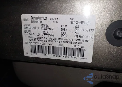 2006 Dodge Ram 2500 Slt from USA, damaged, VIN 3D7KR29C86G141366